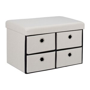 Banquette pliable multifonction avec 4 tiroirs rangement efficace 100 x 40 x 45 cm en tissu crème 13_0011160