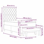 vidaXL Lit à ressort avec matelas et banc gris foncé 80x200 cm velours