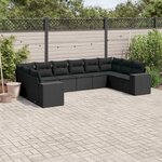 vidaXL Salon de jardin 10 Pièces avec coussins noir résine tressée
