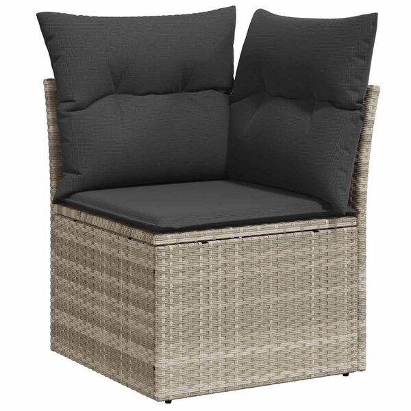 vidaXL Canapé d'angle de jardin et coussins gris clair résine tressée