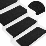 vidaXL Tapis d'escalier auto-adhésifs 15 Pièces 65x24 5x3 5 cm Noir