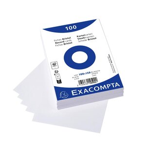 Paquet de 100 Fiches BRISTOLS BLANC 100/150 S/FILM x 20 EXACOMPTA