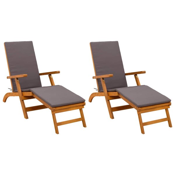 vidaXL Chaise longue inclinable et pliable 2 pc Bois d'Acacia Massif