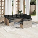 vidaXL Salon de jardin 11 Pièces avec coussins gris clair résine tressée