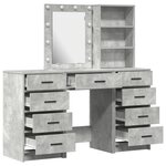 vidaXL Ensemble de Table de Maquillage 3 Pièces avec LED - Gris Béton Bois d'Ingénierie