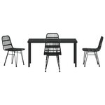 vidaXL Ensemble de salle à manger de jardin de 5 pièces en rotin noir