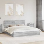 vidaXL Lit de Rangement Gris Sonoma 200 x 200 cm Bois d'ingénierie