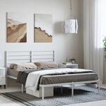 vidaXL Cadre de lit métal sans matelas et tête de lit blanc 135x190 cm