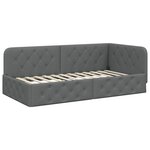 vidaXL Cadre de lit d'angle avec matelas Gris foncé 100 x 200 cm tissu