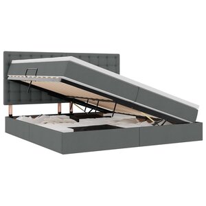 vidaXL Lit de rangement LED avec matelas Gris foncé 200 x 200 cm Tissu