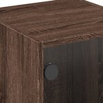 vidaXL Table de chevet avec porte en verre chêne marron 35x37x42 cm