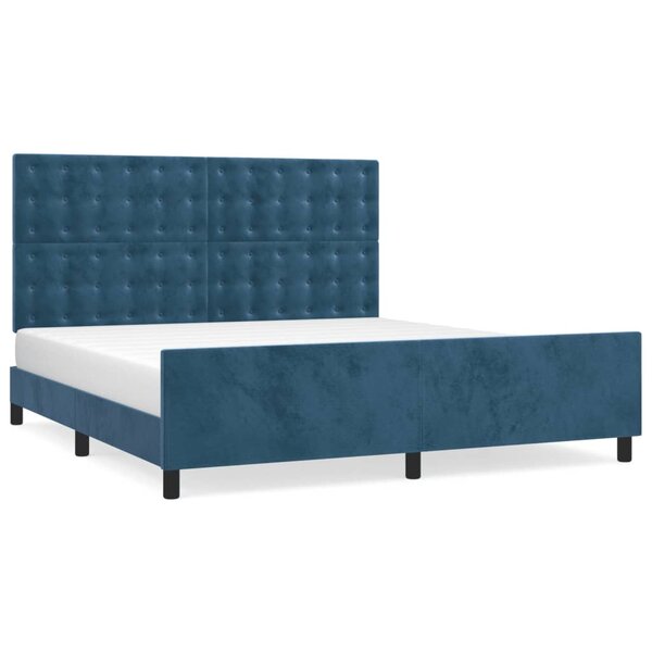 vidaXL Cadre de lit avec tête de lit Bleu foncé 160x200 cm Velours