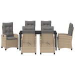 vidaXL Ensemble de Salle à Manger de Jardin 7 Pièces avec Coussins Beige Poly Rattan
