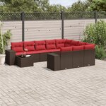 vidaXL Salon de jardin et coussins 11 Pièces marron résine tressée