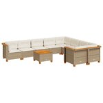 vidaXL Salon de jardin avec coussins 10 Pièces beige résine tressée