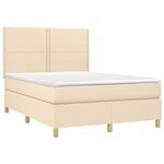 vidaXL Sommier à lattes de lit avec matelas LED Crème 140x200 cm Tissu