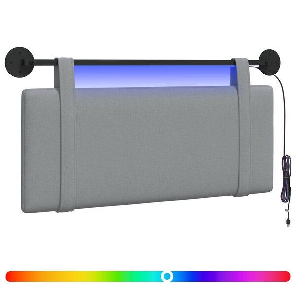 vidaXL Tête de lit suspendue Gris clair Tissu