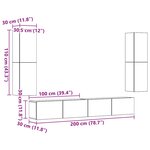 vidaXL Meubles TV muraux 4 Pièces vieux bois bois d'ingénierie