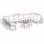 vidaXL Ensemble de canapé de jardin avec coussin 11 Pièces Noir Aluminium