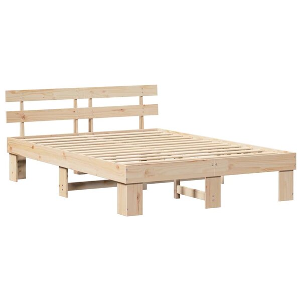 vidaXL Cadre de lit Marron 140 x 200 cm Bois de pin massif