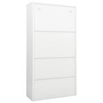 Armoire de bureau rangement dossiers 90 x 40 x 180 cm design classique avec 3 étagères en acier blanc 02_0046806
