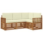 vidaXL Ensemble de canapés d'extérieur 4 pc Naturel et Crème Polyester