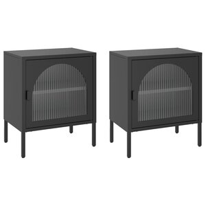 vidaXL Tables de chevet 2 Pièces noir 50x35x60 cm verre et acier