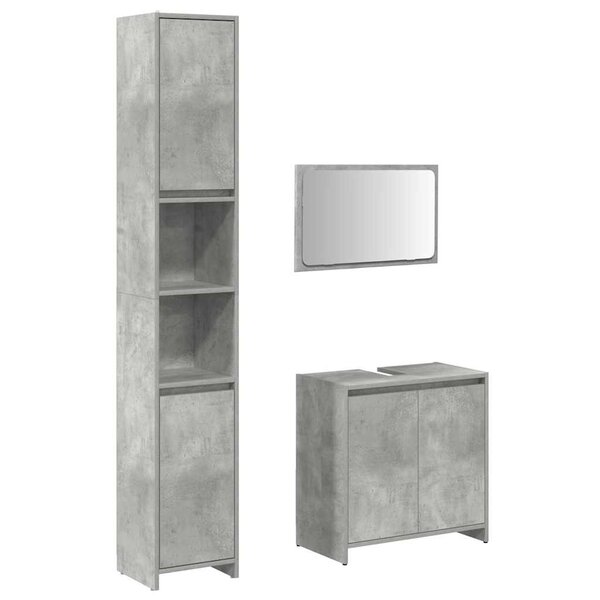 vidaXL Ensemble de meubles de salle de bain 3 Pièces gris béton