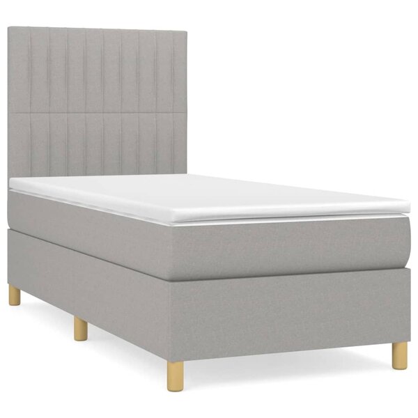 vidaXL Sommier à lattes de lit et matelas Gris clair 90x190 cm Tissu