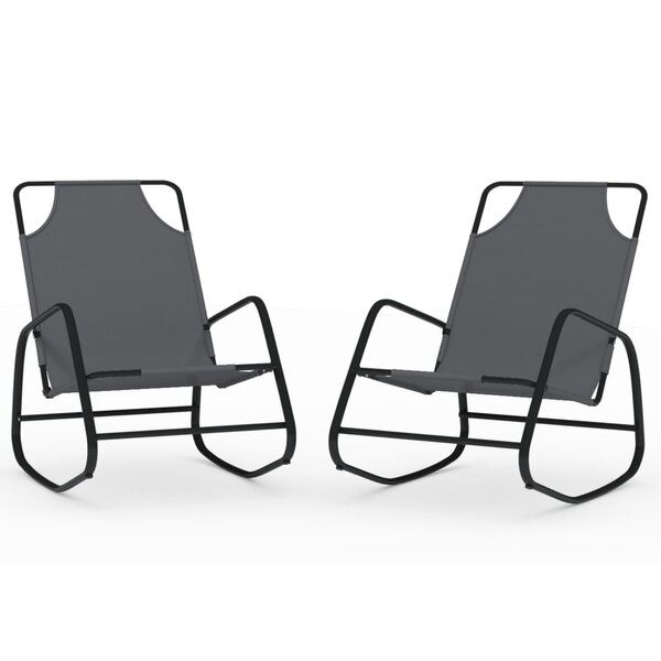 vidaXL Chaises longues à bascule 2 Pièces Gris Acier et textilène