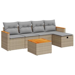 vidaXL Salon de jardin avec coussins 6 Pièces beige résine tressée