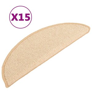 vidaXL Tapis d'escalier 15 pièces 56 x 17 x 3 cm Crème Demi-rond