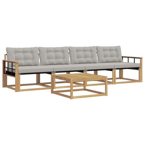vidaXL Ensemble de canapés d'extérieur 5 Pièces Blanc et gris clair