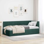 vidaXL Cadre de lit d'angle Vert foncé 90 x 190 cm Velours