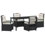 vidaXL Ensemble de jardin 5 pièces noir rattan poly