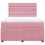 vidaXL Sommier à lattes de lit avec matelas Rose 140x190 cm Velours