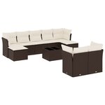 vidaXL Salon de jardin 10 Pièces avec coussins marron résine tressée