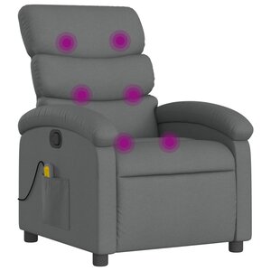vidaXL Fauteuil de massage inclinable gris foncé tissu