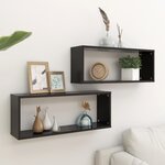 vidaXL Étagères murales cube 2 Pièces Noir 60x15x23 cm Bois d’ingénierie