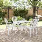 vidaXL Ensemble à manger de jardin 5 Pièces blanc aluminium coulé