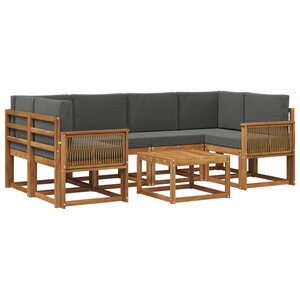 vidaXL Ensemble de canapés d'extérieur 7 pc Naturel et Anthracite