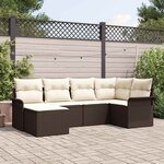vidaXL Ensemble de canapé de jardin 6 Pièces Marron Poly rotin