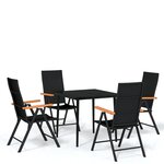 vidaXL Ensemble à manger de jardin 5 Pièces Noir