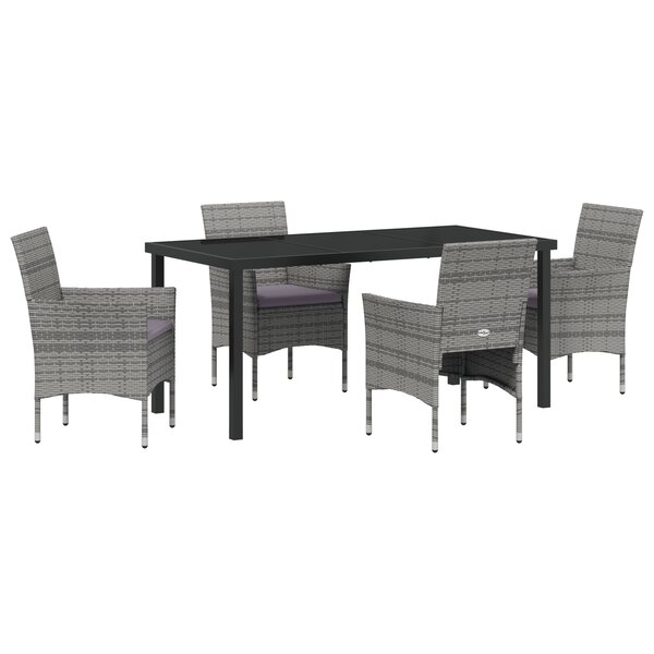 vidaXL Ensemble de Salle à Manger de Jardin 5 Pièces Gris en Rattan Synthétique