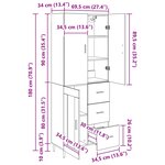 vidaXL Haut Armoire avec tiroir Chêne artisanal 69 5 x 34 x 180 cm