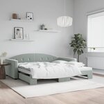 vidaXL Lit de jour avec lit gigogne gris clair 100x200 cm velours