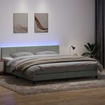 vidaXL Sommier à lattes de lit et matelas et LED gris clair 180x210cm velours