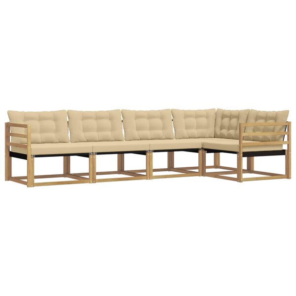 vidaXL Ensemble de canapés d'extérieur 5 Pièces Blanc et Beige