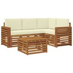 vidaXL Ensemble de canapés d'extérieur 5 pc Naturel et Crème Polyester