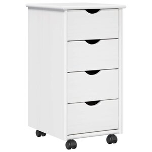 vidaXL Cabinet roulant 34 x 39 x 65 5 cm Bois de Pin Massif Blanc